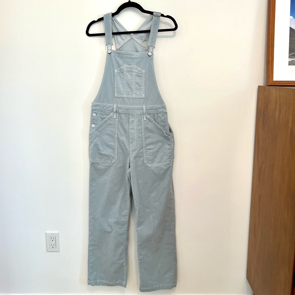 Mother Denim corduroy overalls light blue medium worn once